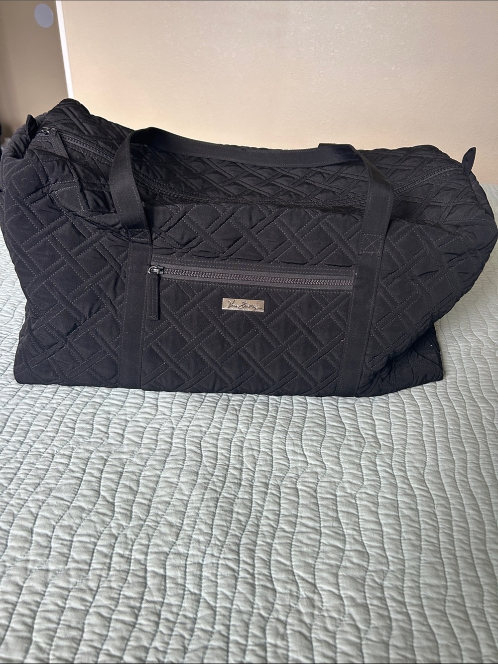 Vera Bradley Black Quilted Weekender Travel Bag Black